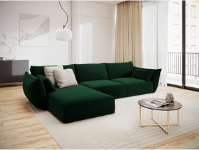 Divano angolare verde scuro (con penisola a sinistra/con chaise lounge) con rivestimento in velluto Vanda – Mazzini Sofas
