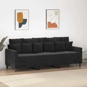 Divano A 3 Posti Nero 180 Cm İn Velluto /
