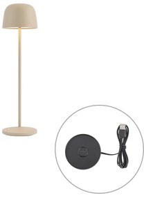 Lampada da tavolo beige con LED ricaricabile con stazione di ricarica IP65 - Raika