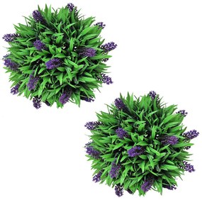Set Palle Di Bosso Artificiale 2 Pz Con Lavanda 28 Cm /