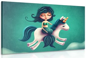 Stampa su tela – Sirenetta con unicorno