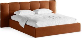 Letto matrimoniale imbottito color terracotta con contenitore con rete inclusa 160x200 cm Eric – Micadoni