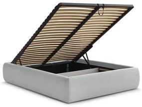 Letto matrimoniale imbottito grigio chiaro con contenitore/senza testiera con rete inclusa 180x200 cm Inera – Bobochic Paris