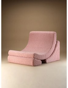 Poltrona per bambini rosa con rivestimento in bouclé Moon – Wigiwama