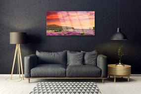 Quadro in vetro Prato Fiori Paesaggio 100x50 cm