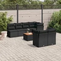 Set Divani da Giardino con Cuscini 8 pz Nero in Polyrattancod mxl 111584