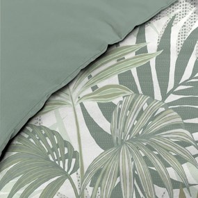 Set copripiumino e federa verde in cotone per letto matrimoniale ed esteso 240x220 cm Nymea – douceur d'intérieur