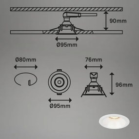 Brilo - SET 3x Lampada da incasso per bagno 1xGU10/9W/230V IP23 bianco