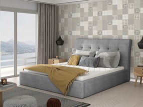 Letto matrimoniale con box contenitore Salonicco - 160 x 200 cm , Tessuto grigio