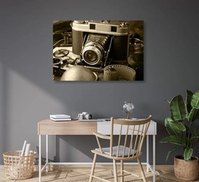 Quadro su tela – Fotocamera antica in seppia