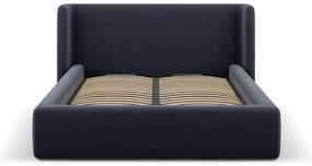 Letto matrimoniale imbottito blu scuro con contenitore con rete inclusa 200x200 cm Jason – Windsor &amp; Co Sofas