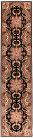 Tabriz Tappeto 410x90 Nero (Iran) Annodato A Mano