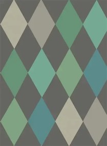 Cole & Son Carta da parati Punchinello - Teal on Charcoal