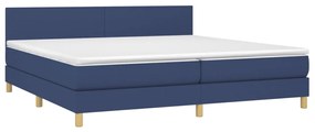 Letto a Molle Materasso e LED Blu 200x200cm in Tessuto