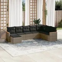 Set Divano da Giardino 8 pz con Cuscini Grigio in Polyrattan 3258651