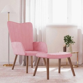Poltrona Relax Con Poggiapiedi Rosa İn Velluto /