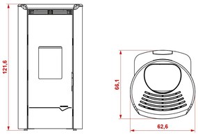 Palazzetti Jackie Idro 20 Stufa A Pellet ecofire ad acqua/aria 20kw Con Top In Ghisa e Acciaio Rosso