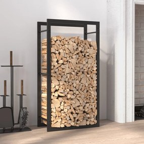 Portalegna Nero Opaco 50x28x94 Cm Acciaio /