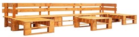 Set divani da giardino su pallet 6 pz marrone miele in legno