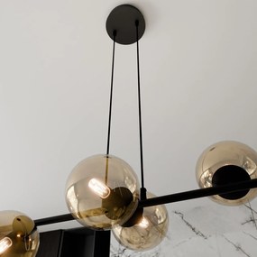 Lampadario a Sospensione in Acciaio e Vetro ROSSI 6 Nero 6xE14