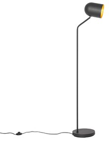 Lampada da terra moderna nera con oro regolabile - Morik