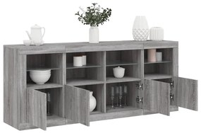 Credenza con luci led grigio sonoma 163x37x67 cm