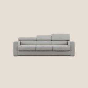 Dylan divano a 3 sedute con pouf estraibile poggiapiedi in tessuto fiammato simil cotone impermeabile T19