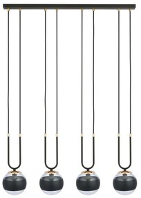Lampadario Moderno Crio Acciaio Nero 4 Luci E14 Ip20