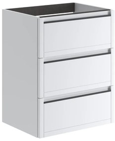 Mobile da bagno sospeso sotto lavabo L 59.5 x H 78 x P 45.5 cm bianco opaco, 3 cassetti Tratto