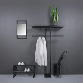 Attaccapanni da parete nero in acciaio con scaffale 100 cm Luno Large – Spinder Design