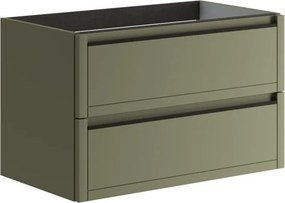 Mobile da bagno sospeso sotto lavabo L 79.5 x H 50 x P 45.5 cm verde salvia opaco, 2 cassetti TRATTO