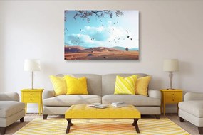 Quadro su tela – Foglie cadenti nella terra d'autunno