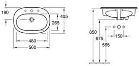 Villeroy & Boch 41615601 - Lavabo da incasso O.NOVO 56x40,5 cm ceramica/bianco