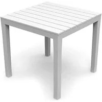 Tavolo quadrato da giardino 78x78x72h cm in plastica effetto legno colore bianco Tomaino