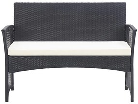 Set divani da giardino 4 pz con cuscini in polyrattan nero