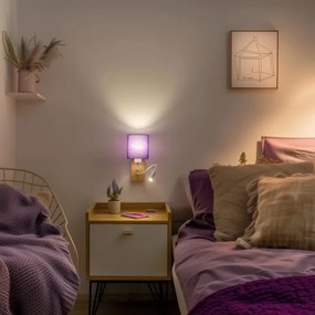 Brilagi - Applique a LED NUBILA WOOD 1xE27/25W/230V + LED/3W quercia/viola