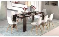 Tavolo allungabile Glicine, Tavolo da pranzo estensibile, Consolle multiuso con allunghe, Made in Italy, Cm 186x80h76, Marmo Nero