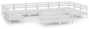 Set salotto da giardino 13 pz in legno massello di pino bianco