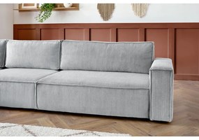 Divano angolare in velluto a coste grigio chiaro, angolo sinistro Nihad modular - Bobochic Paris