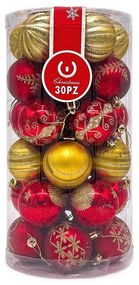 Palline decorative colore Rosso e Oro per Albero di Natale Confezione 30 pz Wisdom