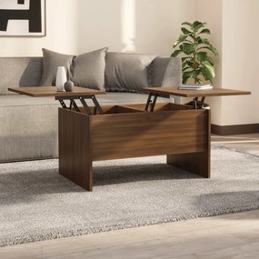 Tavolino salotto rovere marrone 80x50x42,5 cm legno multistrato