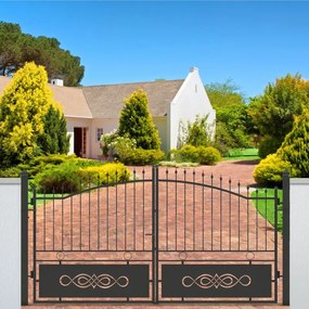 Cancello manuale battente Lavaredo in ferro, apertura centrale, L 358.5, H 165-195 cm, di colore nero