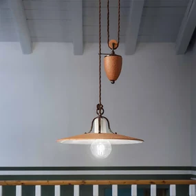 Lampadario Classico Bologna Metallo E Ceramica Nero Sfumato Rame 1 Luce E27