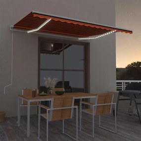 Tenda Automatica Sensore Vento E Led 400x300 Cm Arancio Marrone /