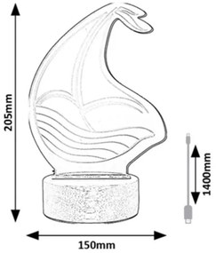 Rabalux 76001 - Lampada da tavolo LED per bambini AKALI LED/2W/5V 3000K barca faggio