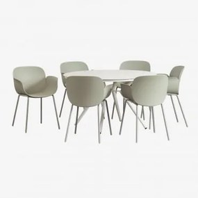 Set tavolo rotondo in alluminio (Ø126 cm) Valerie e 6 sedie - Sklum