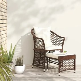 Set Divani da Giardino 2 pz con Cuscini in Polyrattan Marrone