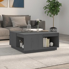 Tavolino Da Salotto Grigio 80x81x36,5 Cm Legno Massello Di Pino /