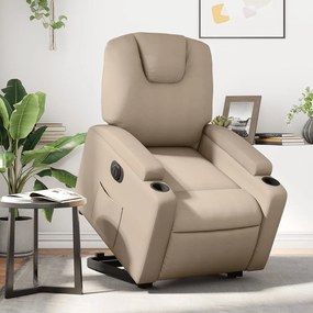 Poltrona Alzapersona Reclinante Elettrica Cappuccino Similpelle /
