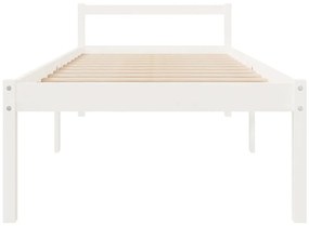 Letto per Anziani Bianco 75x190 cm Small Single Legno di Pino